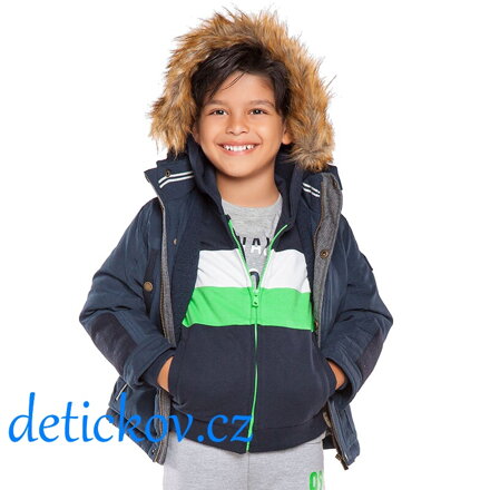 Mayoral mini boy zimní kabát- bunda parka s kožešinou tmavě modrý
