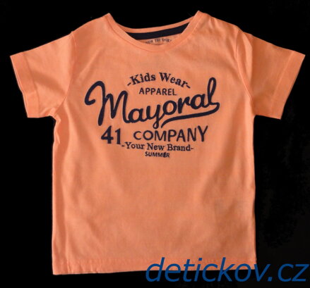 basic tričko Mayoral s krátkým rukávem neonově oranžové