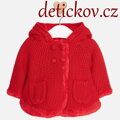 Mayoral newborn přízový kabátek s kožíškem červený