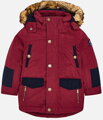 Mayoral mini boy zimní kabát- bunda parka s kožešinou vínový