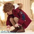 Mayoral mini boy zimní kabát- bunda parka s kožešinou tmavě červený