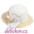 Mayoral bílý  klobouk z proužků s mašlí 