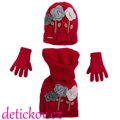 MAYORAL dívčí zimní set s rukavičkami  červený 