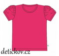 Dívčí bavlněné tričko BS s nařaseným krátkým rukávem růžové