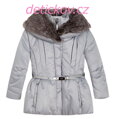 Mayoral mini girl zimní kabátek s pásečkem stříbrnošedý