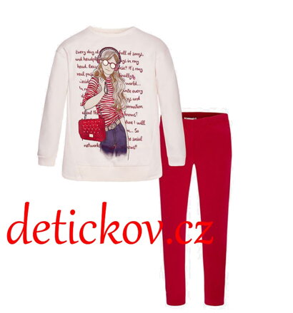 Mayoral girl komplet s legínkami ,, Every day,, červený