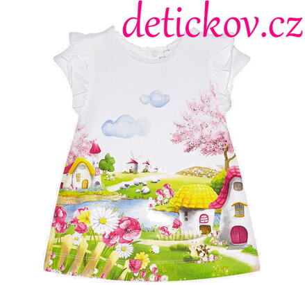 Mayoral baby letní mako šatičky ,, Domečky,, růžové b.083