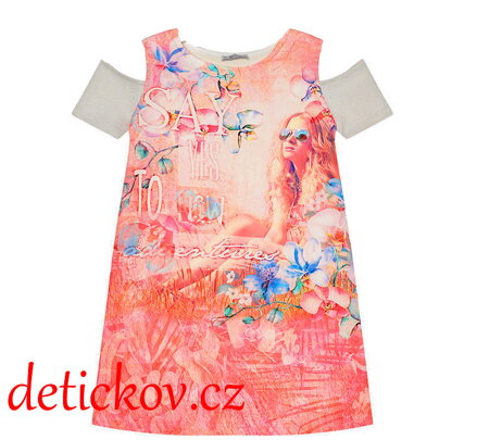 Mayoral girl pohodlné letní dívčí šaty ,,Květiny,, růžové