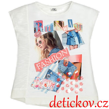 Mayoral girl tričko s potiskem ,, Runway,,  růžový  potisk b. 045