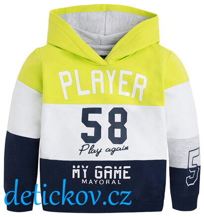 Mayoral mini boy  žlutá  mikina s pruhy ,,Player ,,