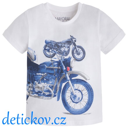 Mayoral mini boy tričko ,,Motorka ,, bílé