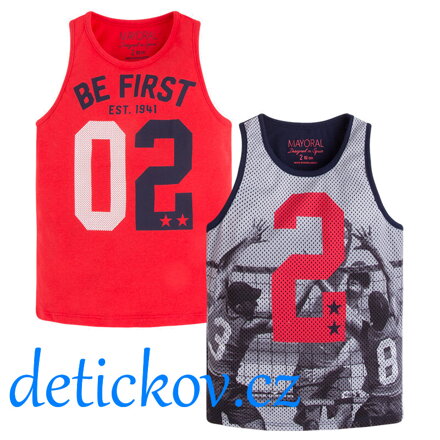 Mayoral mini boy set 2 kusy tílko ,, Basket,, modro-červený