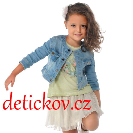 Mayoral mini girl riflová bundička s výšivkou světle modrá  