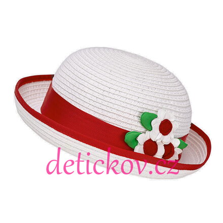 Mayoral baby klobouček s červenou mašličkou ,,Kopretiny,,