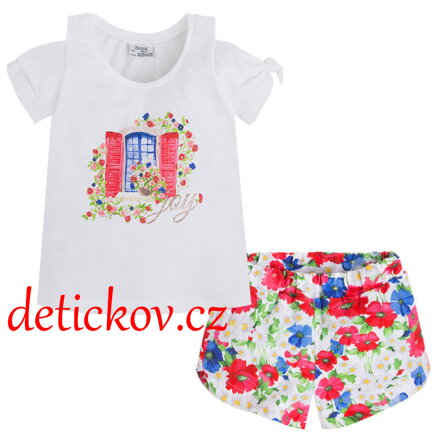 Mayoral mini girl letní komplet s kraťáskami ,, Vlčí máky ,,