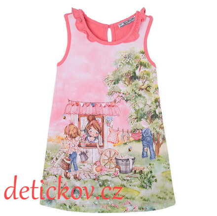 Mayoral mini girl pohodlné šatičky ,, Okénko,, meruňkové