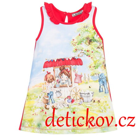Mayoral mini girl pohodlné šatičky ,, Okénko,, červené