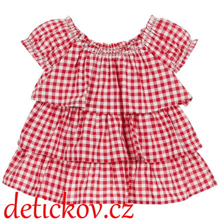 Mayoral mini girl volánová halenka červená kostička