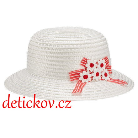 Mayoral baby girl klobouček bílý s červenými kytičkami
