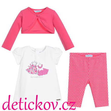Mayoral baby 3 dílný komplet tunika+legínky+ bolerko tmavě růžové b.21