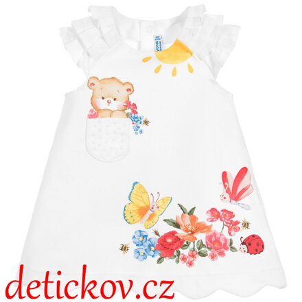 Mayoral baby letní mako šatičky ,, Medvídek,, bílé