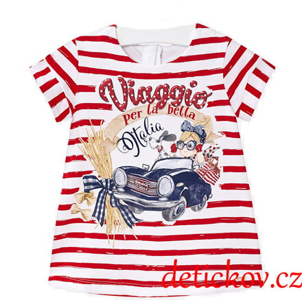 Mayoral baby šatičky ,, Viaggio,, bílo-červené proužky