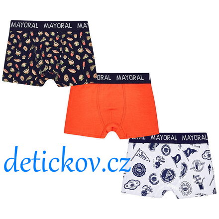 3 pack boxerky Mayoral ,, Sweet,, oranžovo-bílo-černé 043