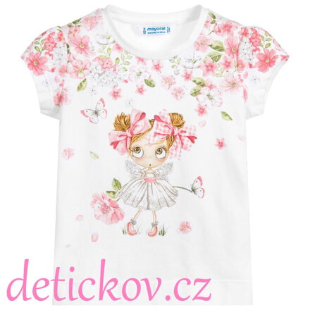 Mayoral mini girl triko - halenka ,,Děvče v květinách ,, růžové b. 56