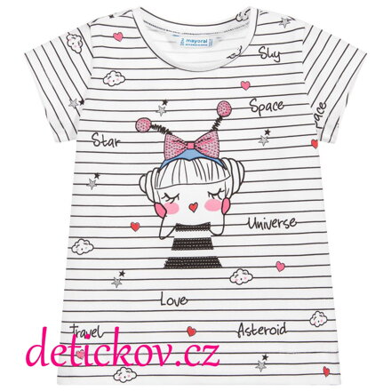  Mayoral mini girl tričko s proužky ,, Love,, krátký rukáv