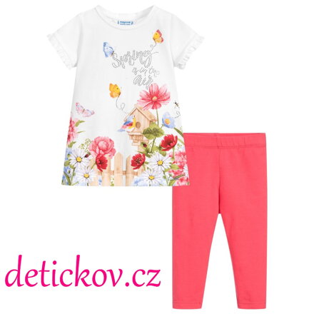Mayoral mini girl komplet s legínkami ,, Zahrádka,, korálový