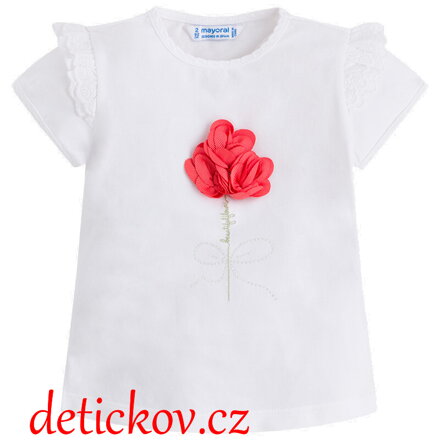Mayoral mini girl tričko ,,Růže,, červeno-bílé  b. 50