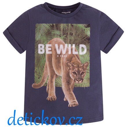 Mayoral mini boy tričko "Be wild" grafitově modré 