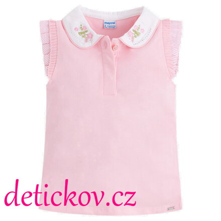 Mayoral mini girl tričko polo s výšivkou růžové