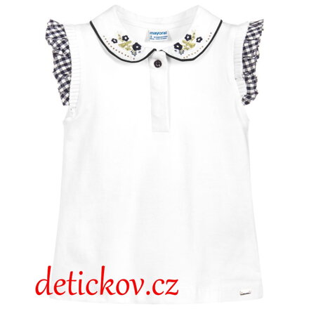 Mayoral mini girl  tričko polo s výšivkou bílé