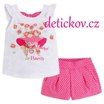 Mayoral mini girl letní komplet s kraťáskami ,,SUMMER,, růžový