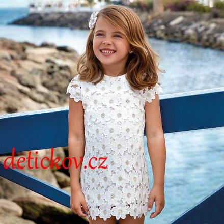 Mayoral mini girl vyšívané šatičky  zlato-smetanové
