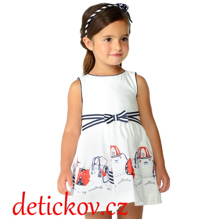 Mayoral mini girl letní šaty ,,Kabelky,, modro-bílé