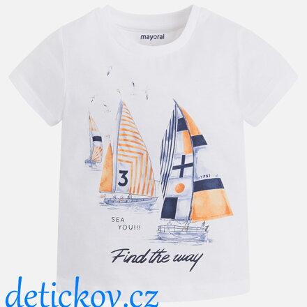 Mayoral mini boy tričko ,,Plachetnice,, bílé