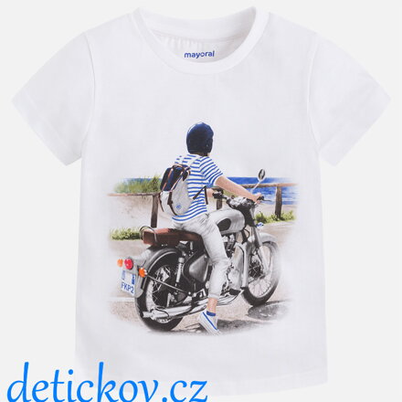 Mayoral mini boy tričko ,,Motorka,, bílé