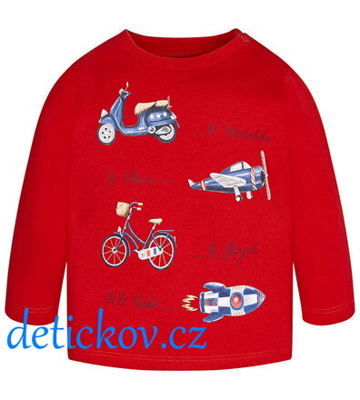 Mayoral baby boy tričko ,,Doprava,, červené