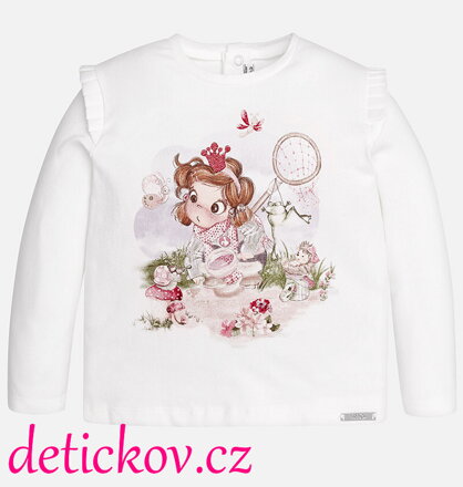 Mayoral baby tričko ,,Motýlci,, červený potisk b. 87