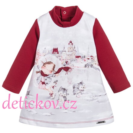 Mayoral baby girl zimní šatičky ,,Na ledu ,,červené