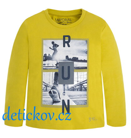 Mayoral mini boy triko ,,RUN,, žluté olivové