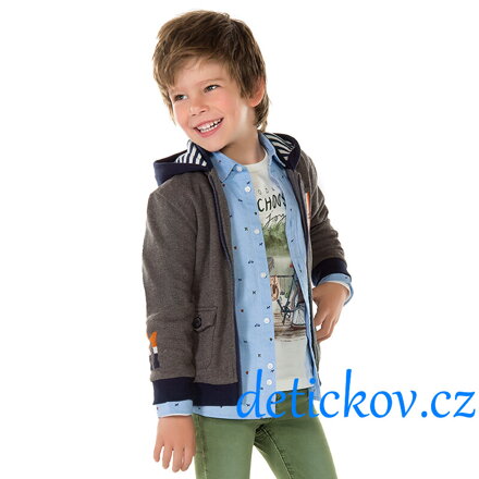 Mayoral mini boy propínací mikina s kapucí ,,YOUT,, šedá