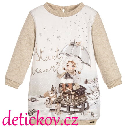 Mayoral mini girl zimní šatičky ,, Sáňky,, béžové