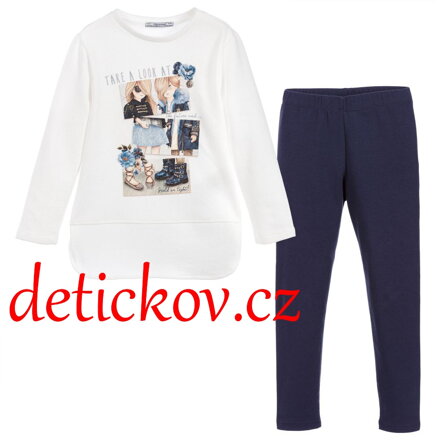Mayoral mini girl třpytivý  komplet s modrými legínkami ,, Take a look,,