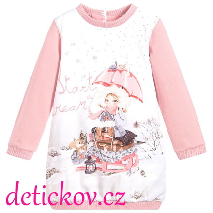 Mayoral mini girl zimní šatičky ,, Sáňky,, růžové