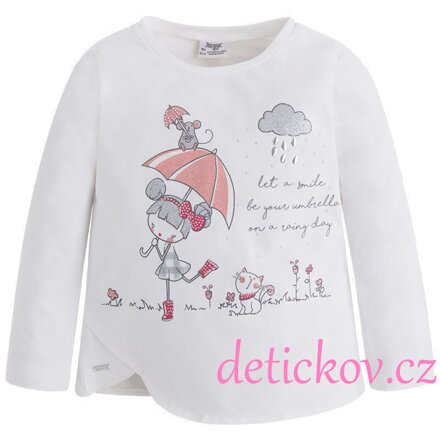 Mayoral mini girl triko "Deštníček" bílé s růžovým tiskem 