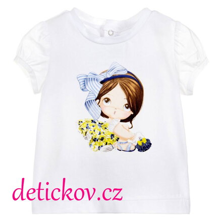Mayoral baby girl tričko ,,Dívka s mašlí ,, světle modrou 071