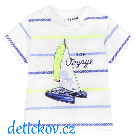 Mayoral baby boy tričko ,,Katamarán,, limetkový proužek